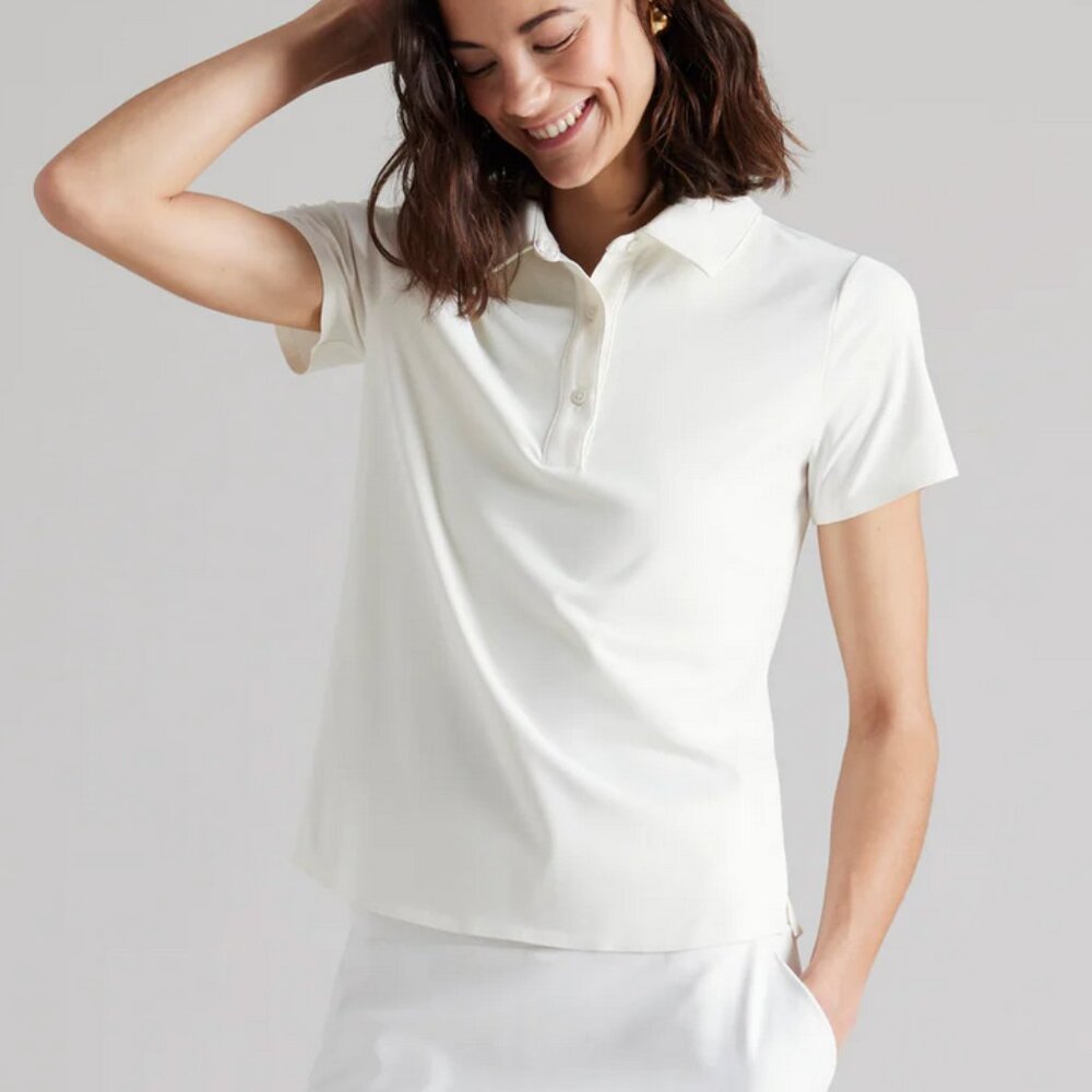 Rhone Course to Court Short-Sleeve Polo in Snow White